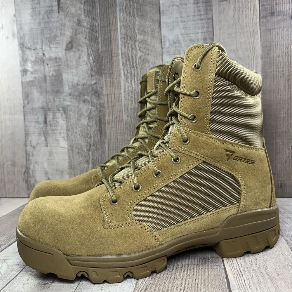 Bates Tac Sport Mens Size 9 Tactical Duty Suede Boots 8 Inch Zip Soft Toe Coyote